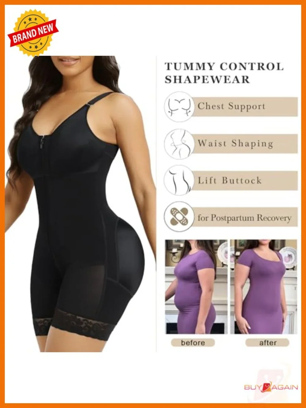 Fajas Colombianas Postpartum Shapewear Tummy Control Bodysuit